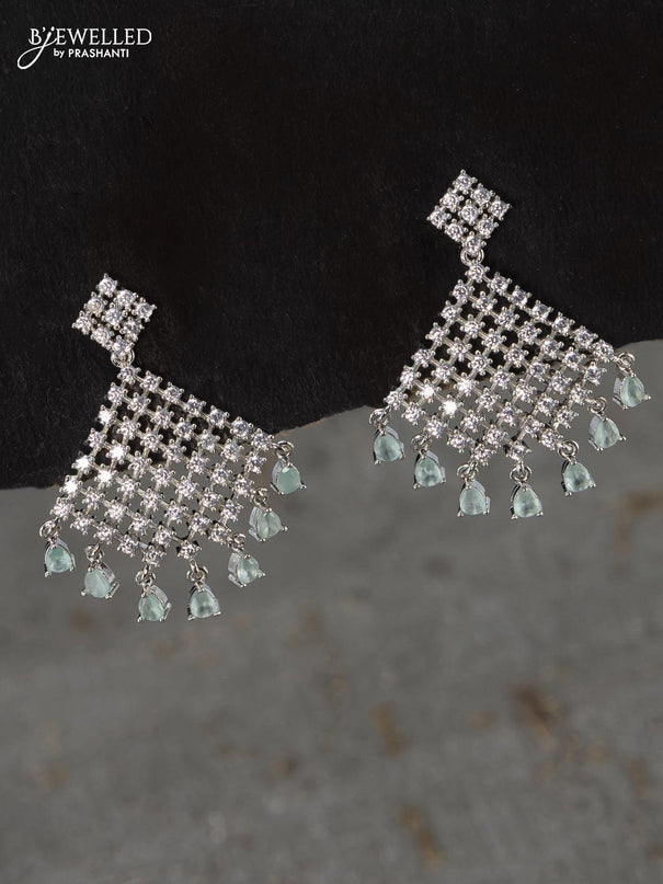 Zircon choker floral design ruby and cz stones with pearl hangings - {{ collection.title }} by Prashanti Sarees