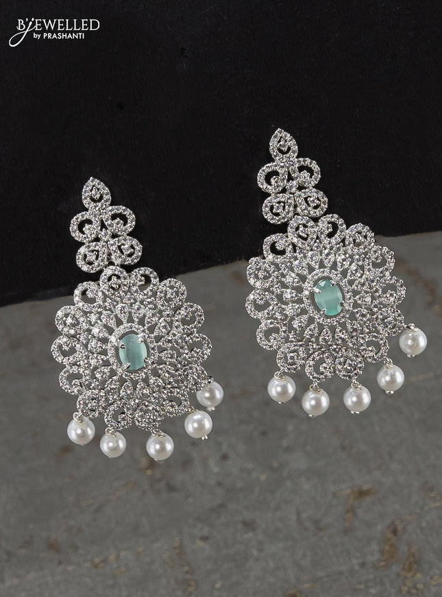 Zircon choker emerald and cz stones with pearl hangings in gold finish - {{ collection.title }} by Prashanti Sarees