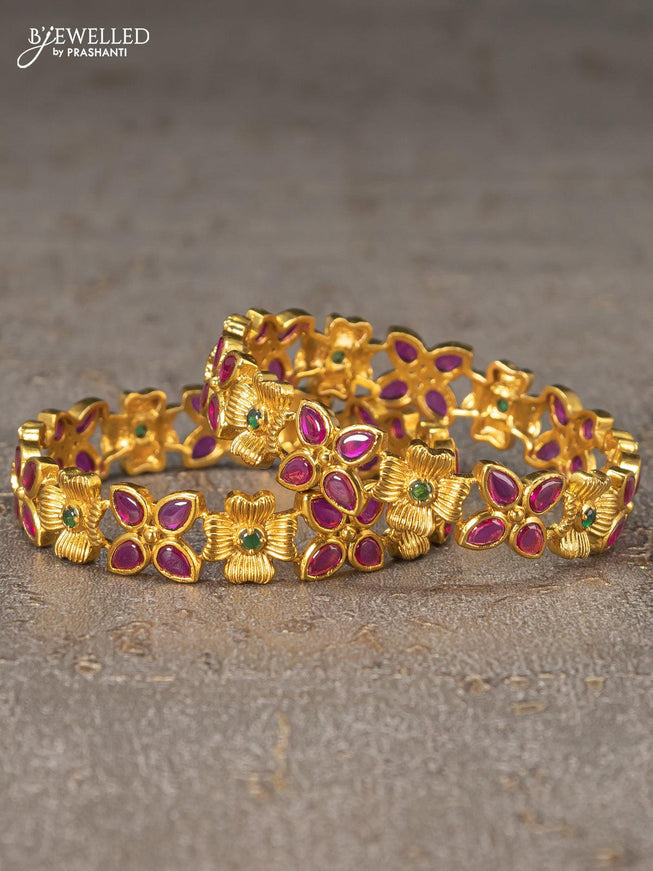Antique bangles floral design with kemp stones - {{ collection.title }} by Prashanti Sarees