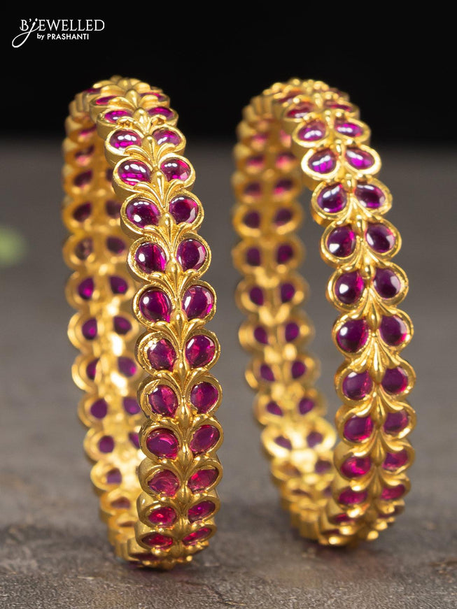 Antique bangles with pink kemp stones - {{ collection.title }} by Prashanti Sarees