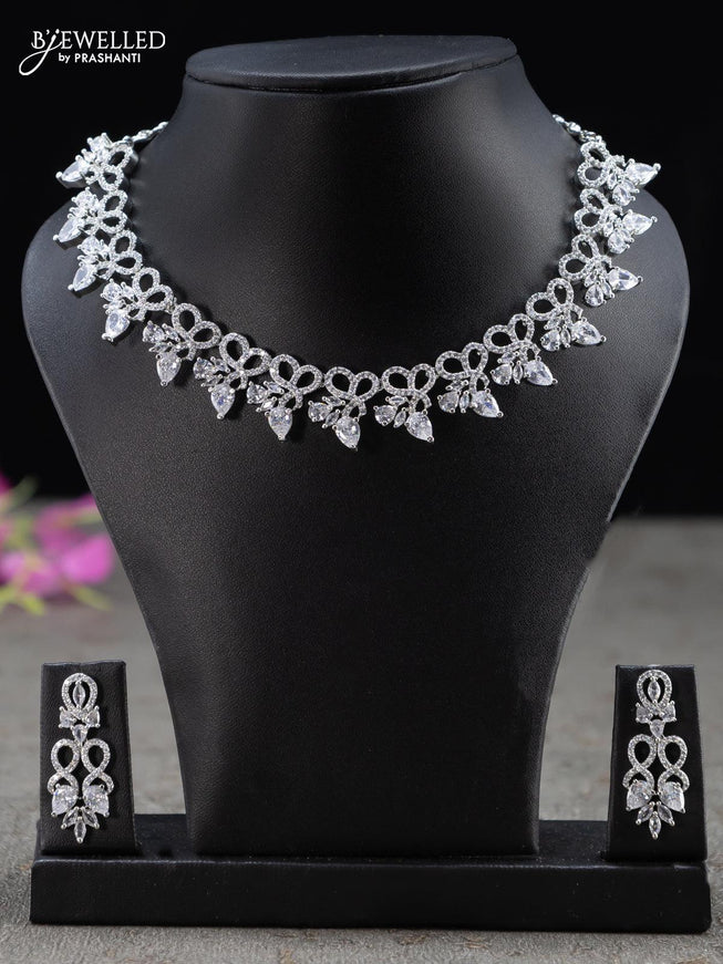 Zircon necklace with cz stones - {{ collection.title }} by Prashanti Sarees