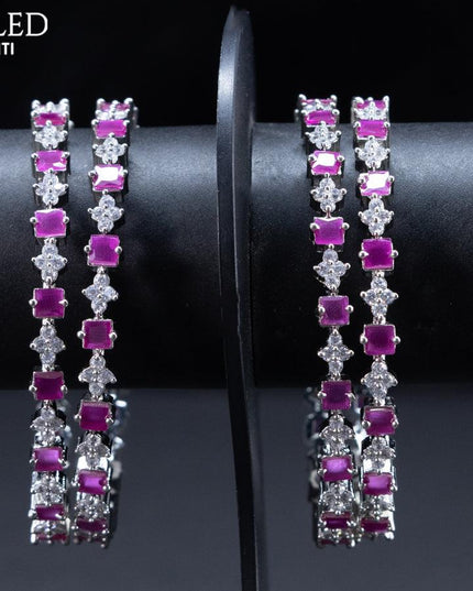 Zircon bangles floral design with ruby and cz stones - {{ collection.title }} by Prashanti Sarees