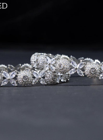 Zircon bangles floral design with cz stones - {{ collection.title }} by Prashanti Sarees