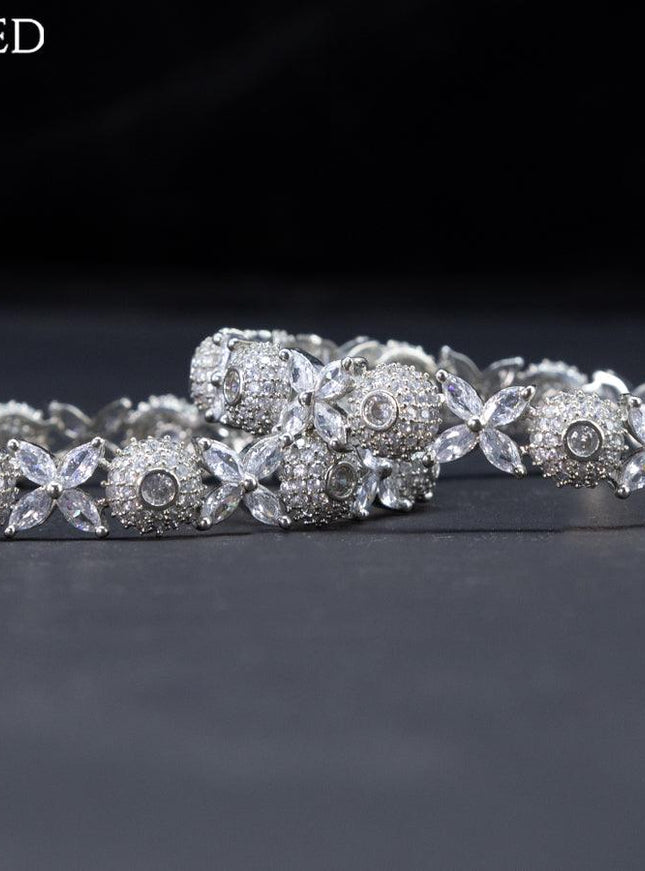 Zircon bangles floral design with cz stones - {{ collection.title }} by Prashanti Sarees