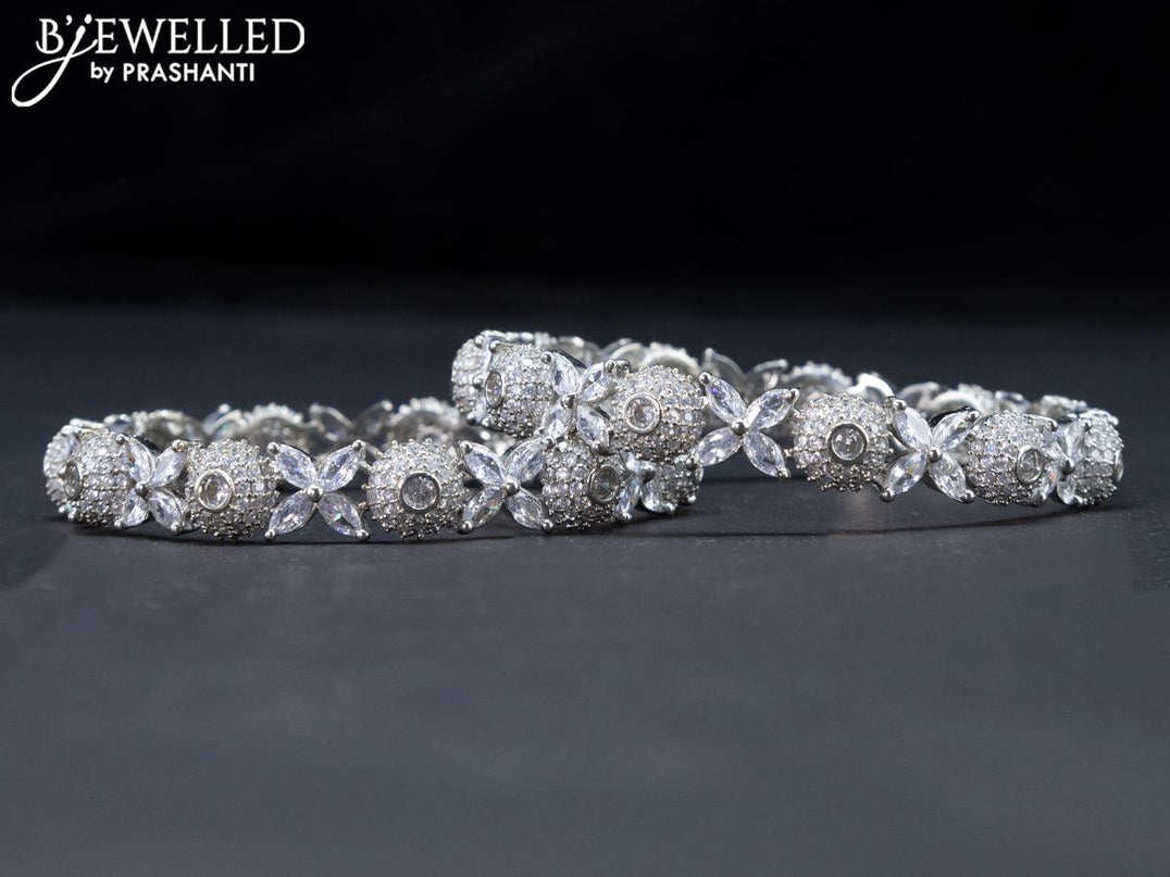 Zircon bangles floral design with cz stones - {{ collection.title }} by Prashanti Sarees