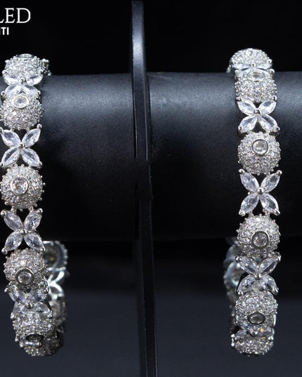 Zircon bangles floral design with cz stones - {{ collection.title }} by Prashanti Sarees