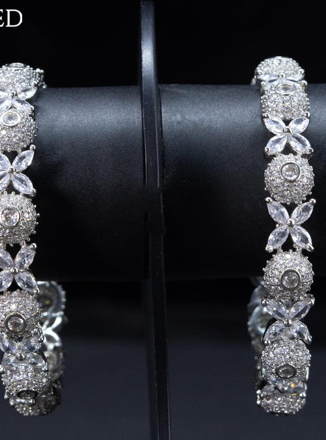 Zircon bangles floral design with cz stones - {{ collection.title }} by Prashanti Sarees