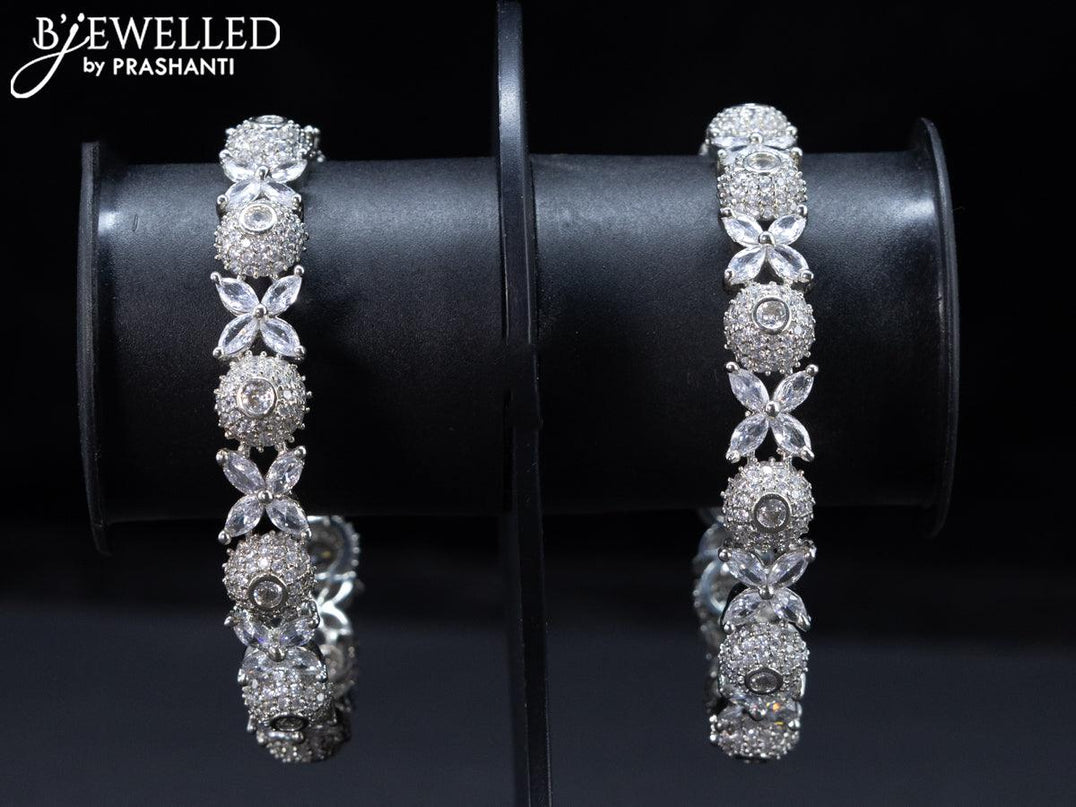 Zircon bangles floral design with cz stones - {{ collection.title }} by Prashanti Sarees