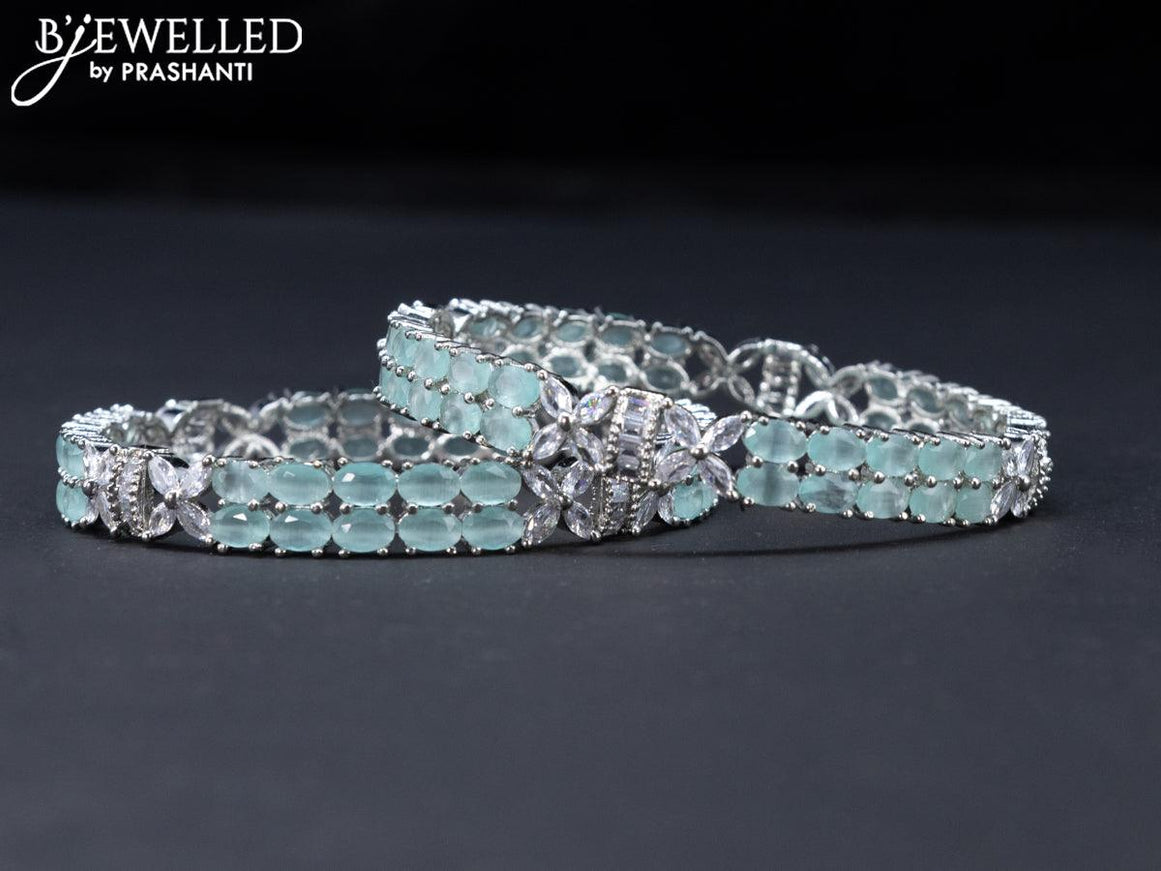 Zircon bangles with mint green and cz stones - {{ collection.title }} by Prashanti Sarees