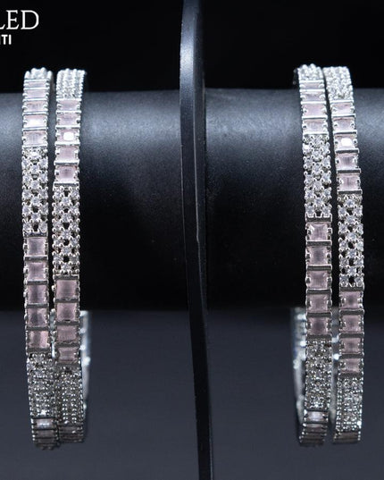 Zircon bangles with baby pink and cz stones - {{ collection.title }} by Prashanti Sarees