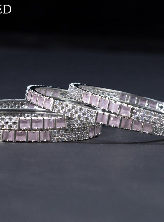 Zircon bangles with baby pink and cz stones - {{ collection.title }} by Prashanti Sarees