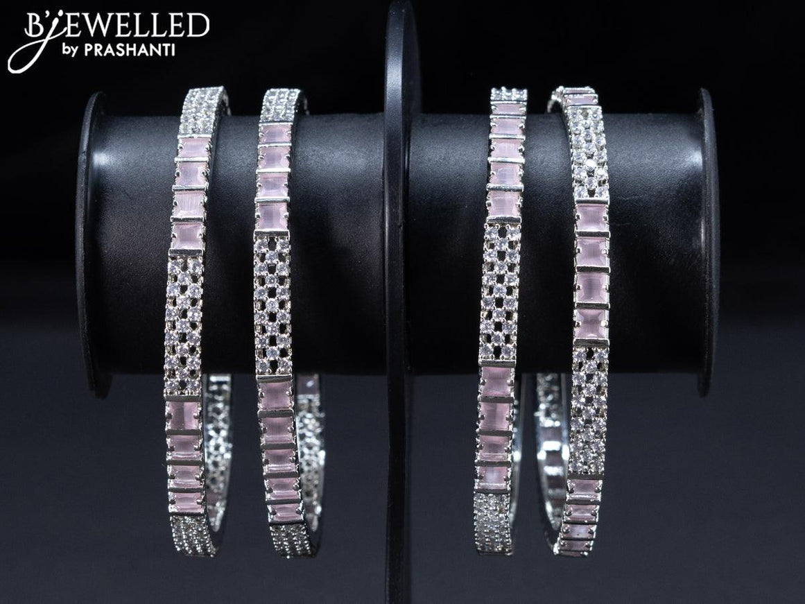 Zircon bangles with baby pink and cz stones - {{ collection.title }} by Prashanti Sarees