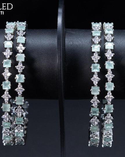 Zircon bangles floral design with mint green and cz stones - {{ collection.title }} by Prashanti Sarees
