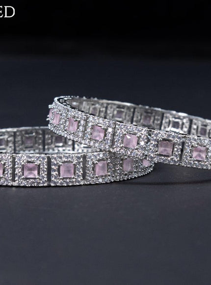 Zircon bangles with baby pink and cz stones - {{ collection.title }} by Prashanti Sarees
