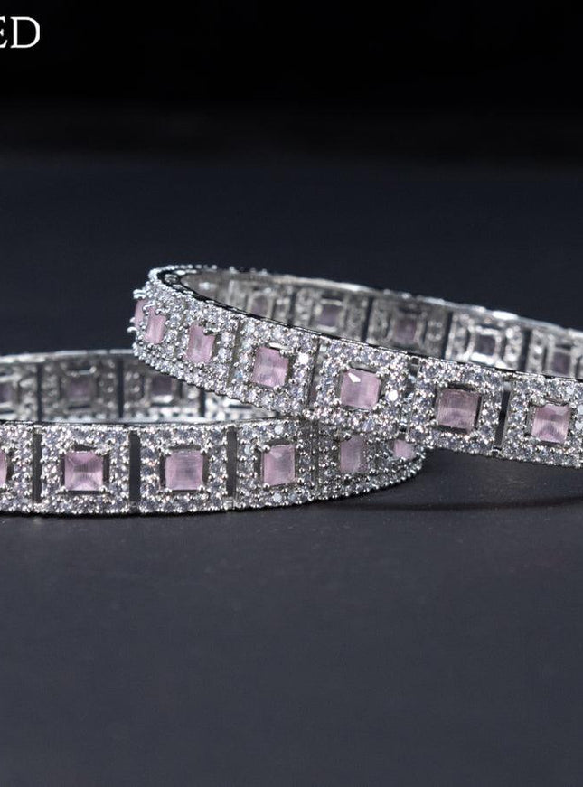 Zircon bangles with baby pink and cz stones - {{ collection.title }} by Prashanti Sarees