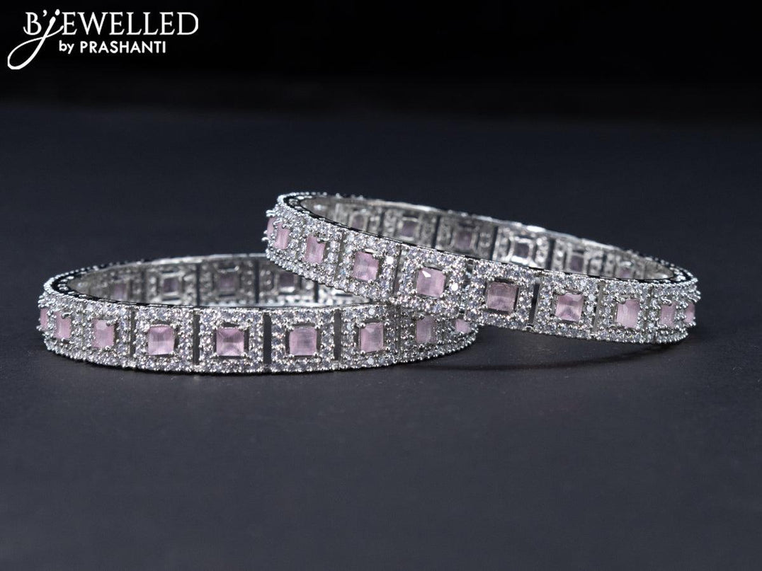 Zircon bangles with baby pink and cz stones - {{ collection.title }} by Prashanti Sarees