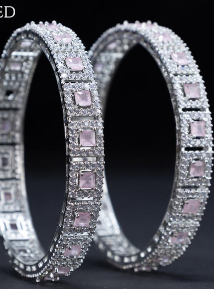 Zircon bangles with baby pink and cz stones - {{ collection.title }} by Prashanti Sarees