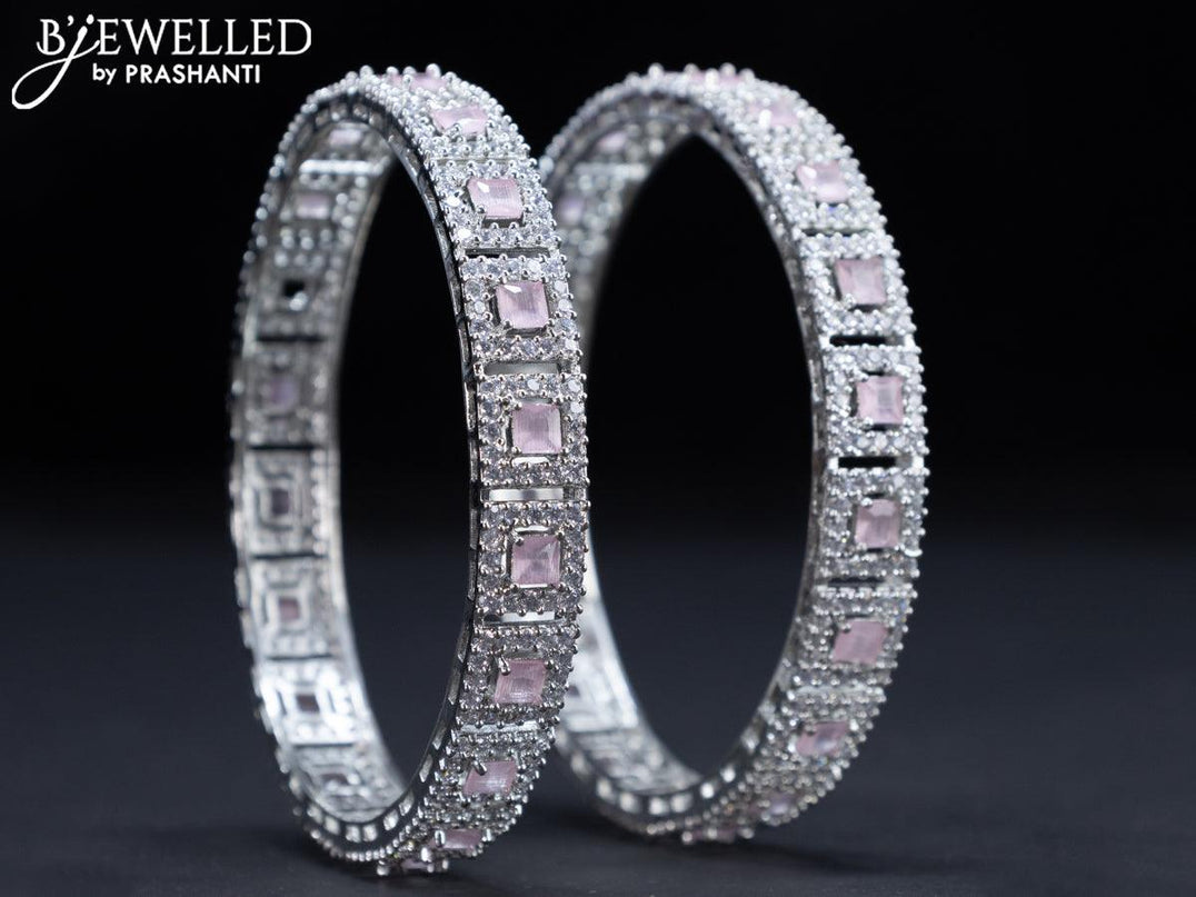 Zircon bangles with baby pink and cz stones - {{ collection.title }} by Prashanti Sarees