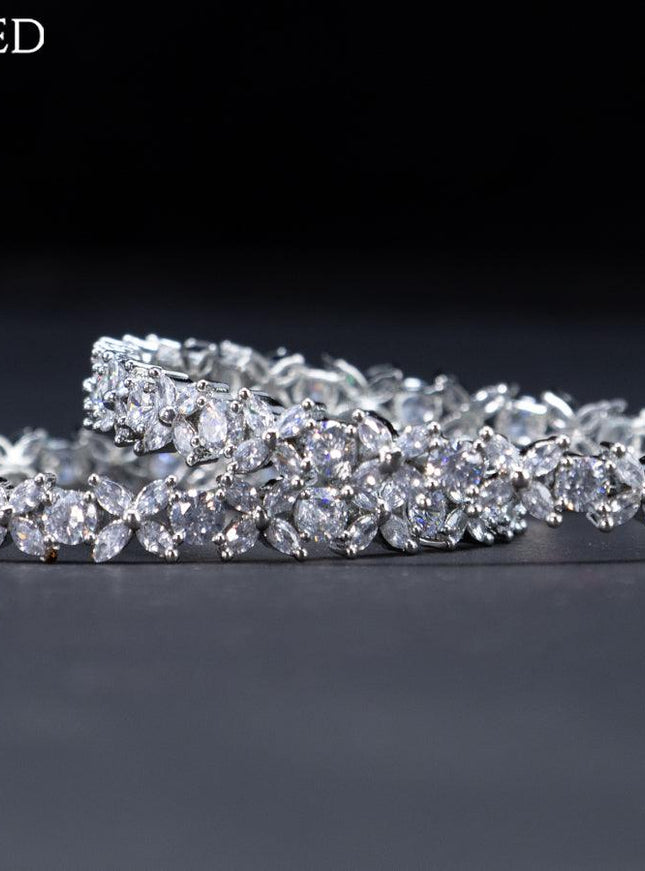 Zircon bangles floral design with cz stones - {{ collection.title }} by Prashanti Sarees