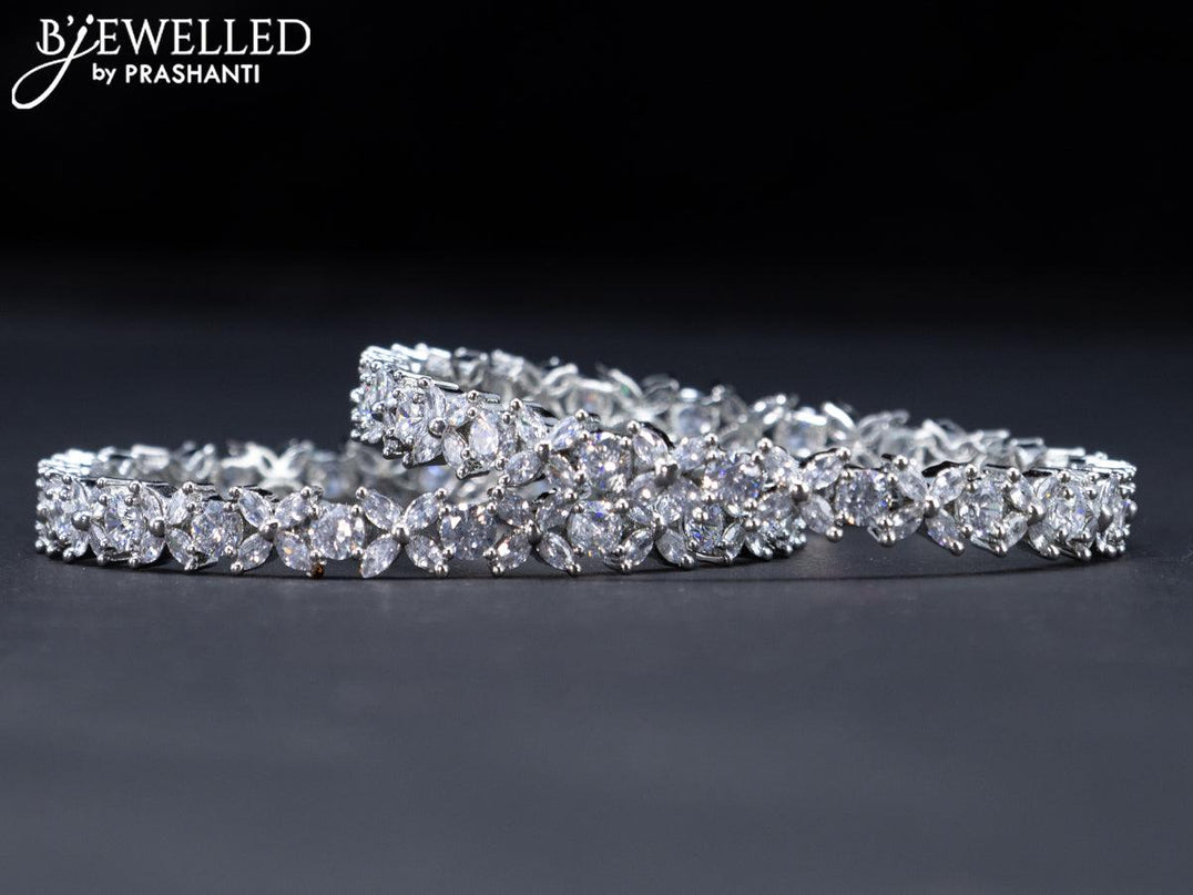 Zircon bangles floral design with cz stones - {{ collection.title }} by Prashanti Sarees