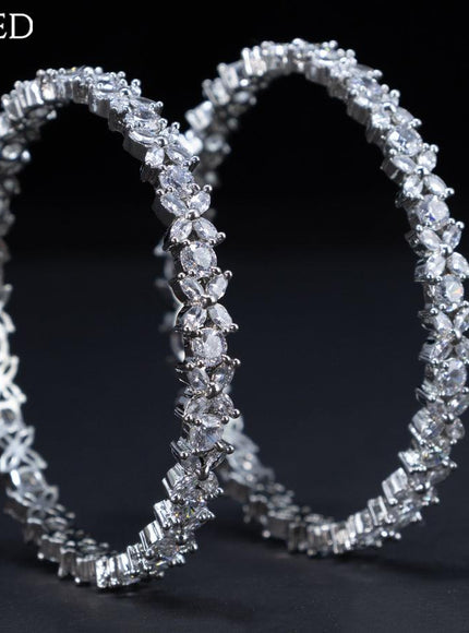 Zircon bangles floral design with cz stones - {{ collection.title }} by Prashanti Sarees