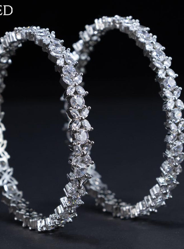 Zircon bangles floral design with cz stones - {{ collection.title }} by Prashanti Sarees