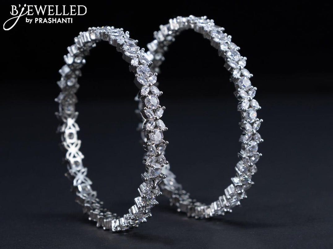 Zircon bangles floral design with cz stones - {{ collection.title }} by Prashanti Sarees