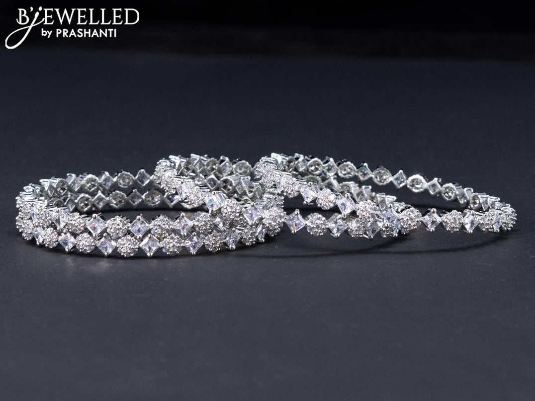 Zircon bangles floral design with cz stones - {{ collection.title }} by Prashanti Sarees