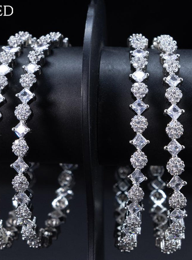 Zircon bangles floral design with cz stones - {{ collection.title }} by Prashanti Sarees