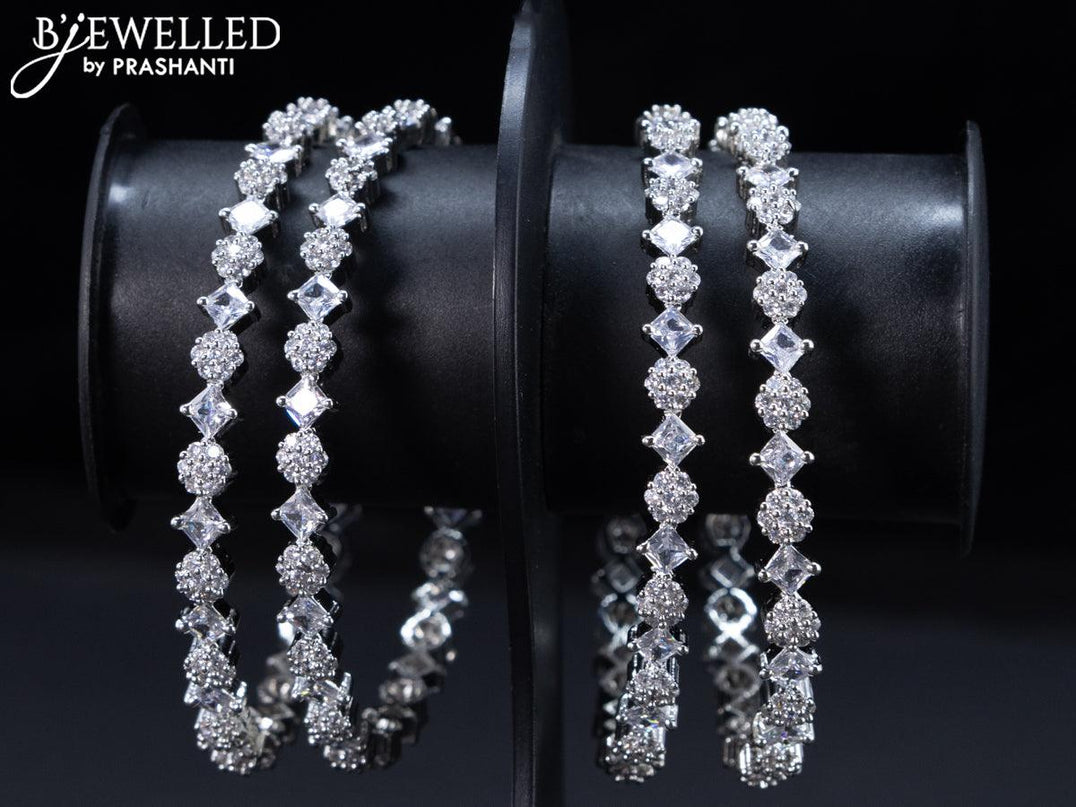 Zircon bangles floral design with cz stones - {{ collection.title }} by Prashanti Sarees