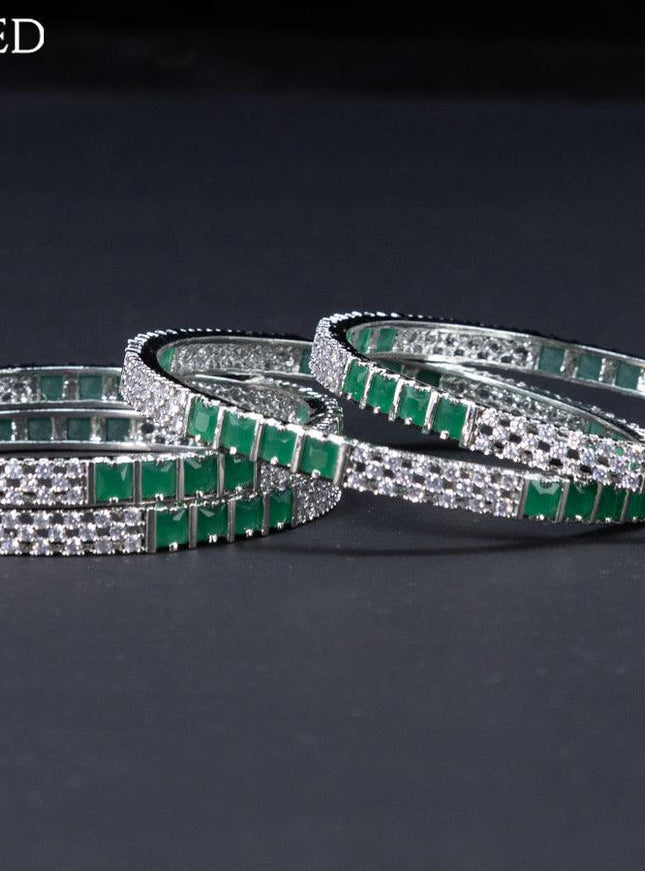 Zircon bangles with emerald and cz stones - {{ collection.title }} by Prashanti Sarees
