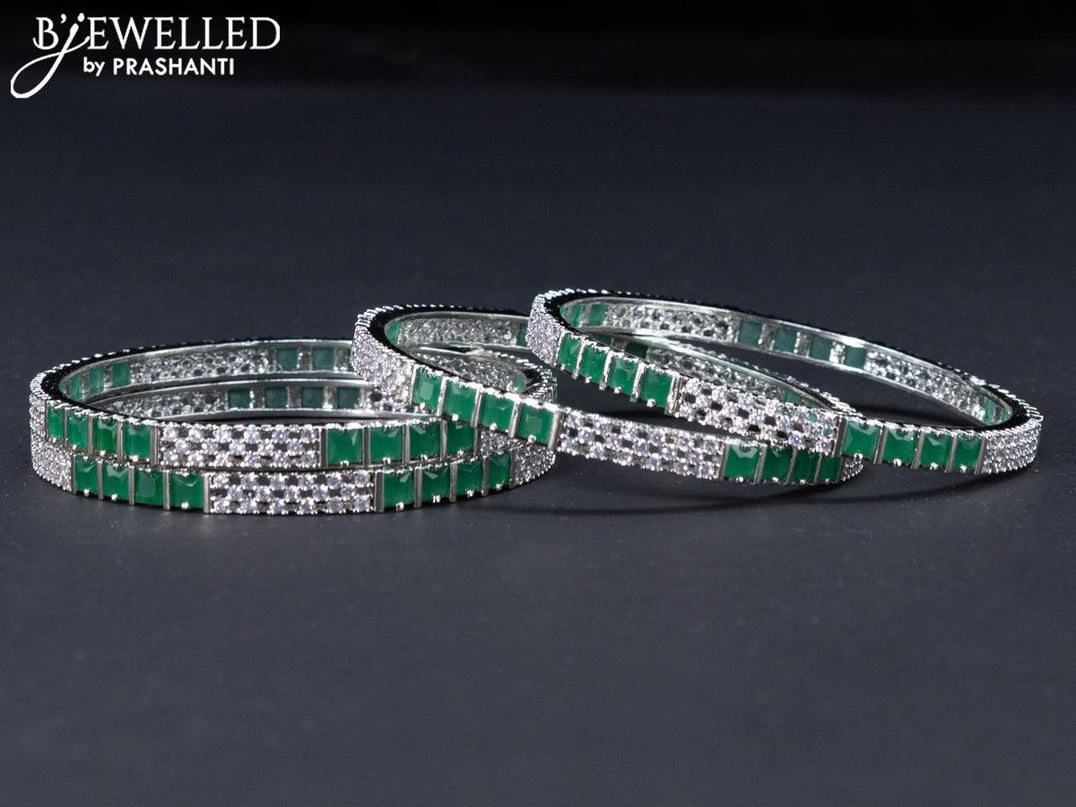 Zircon bangles with emerald and cz stones - {{ collection.title }} by Prashanti Sarees