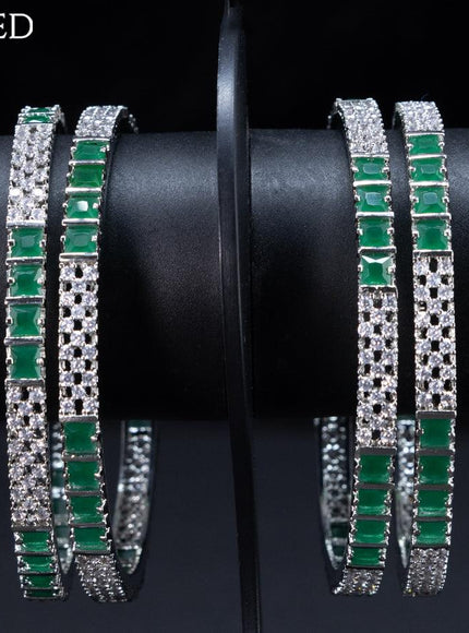 Zircon bangles with emerald and cz stones - {{ collection.title }} by Prashanti Sarees