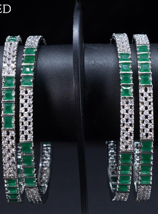 Zircon bangles with emerald and cz stones - {{ collection.title }} by Prashanti Sarees