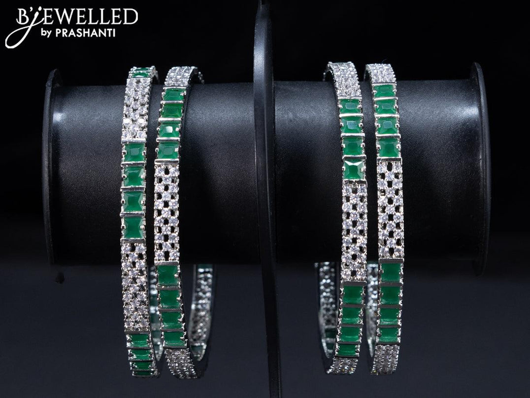 Zircon bangles with emerald and cz stones - {{ collection.title }} by Prashanti Sarees