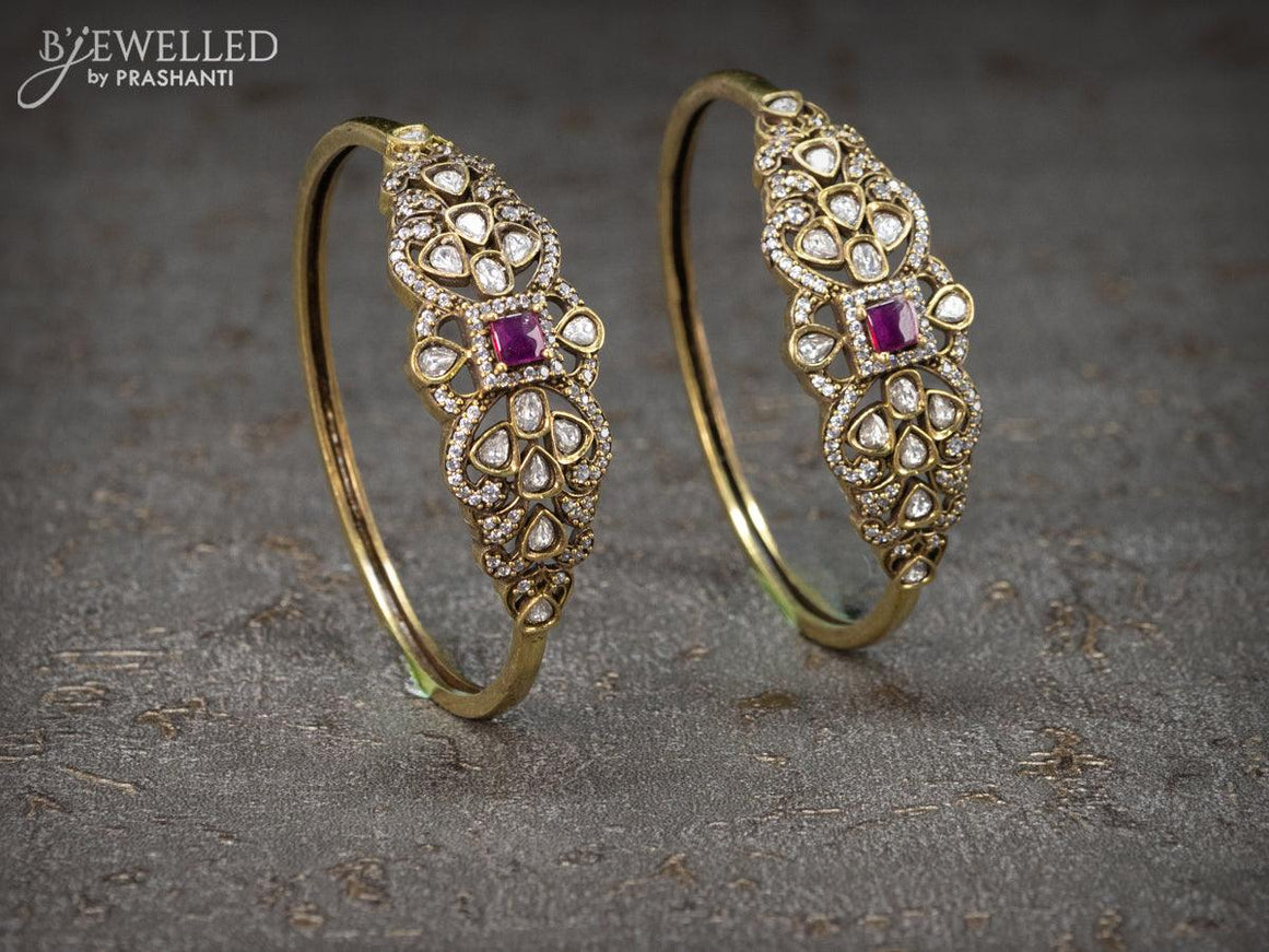 Victorian bangles with ruby & cz stone - {{ collection.title }} by Prashanti Sarees