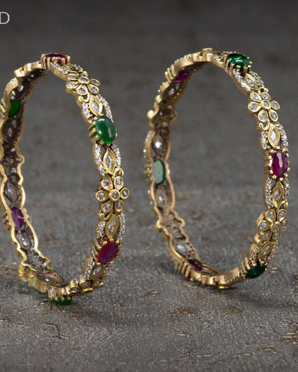 Victorian bangles floral design with kemp & cz stone - {{ collection.title }} by Prashanti Sarees