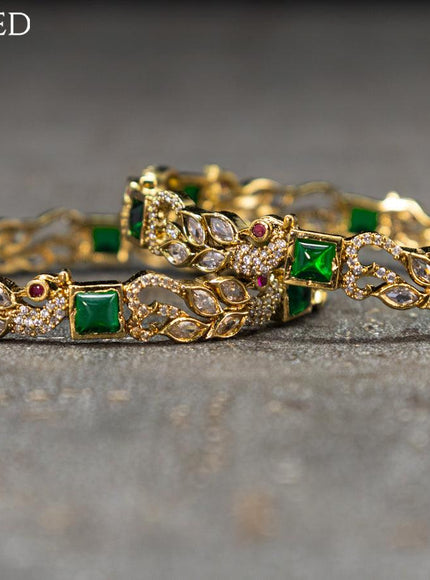 Victorian bangles peacock design with kemp and cz stones