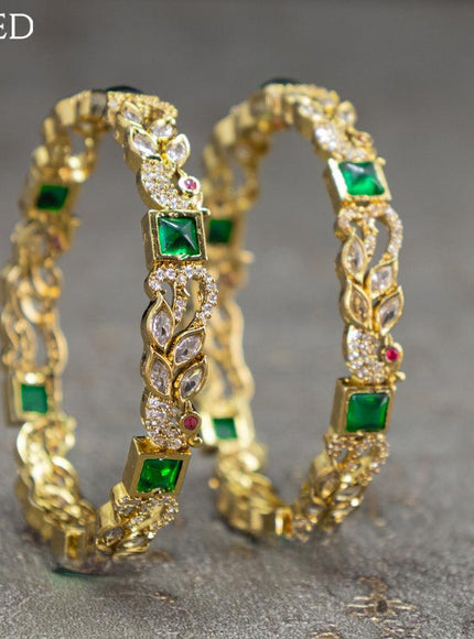Victorian bangles peacock design with kemp and cz stones