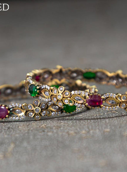 Victorian bangles floral design with kemp and cz stones