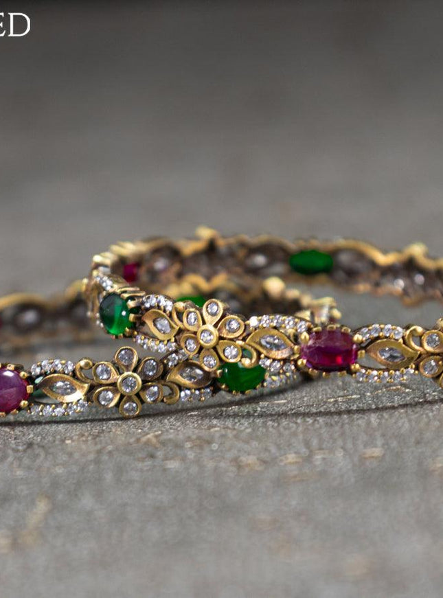 Victorian bangles floral design with kemp and cz stones