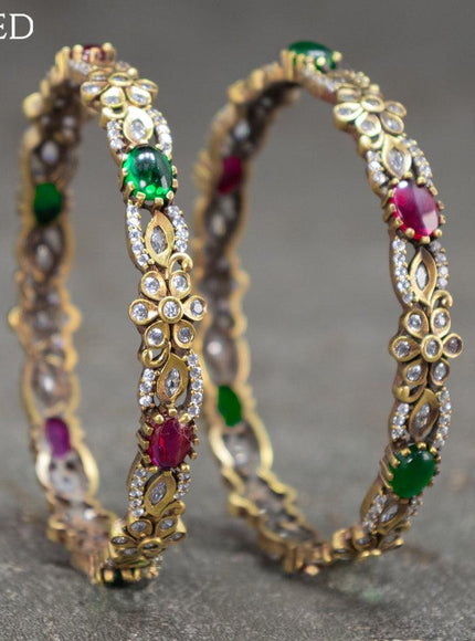 Victorian bangles floral design with kemp and cz stones