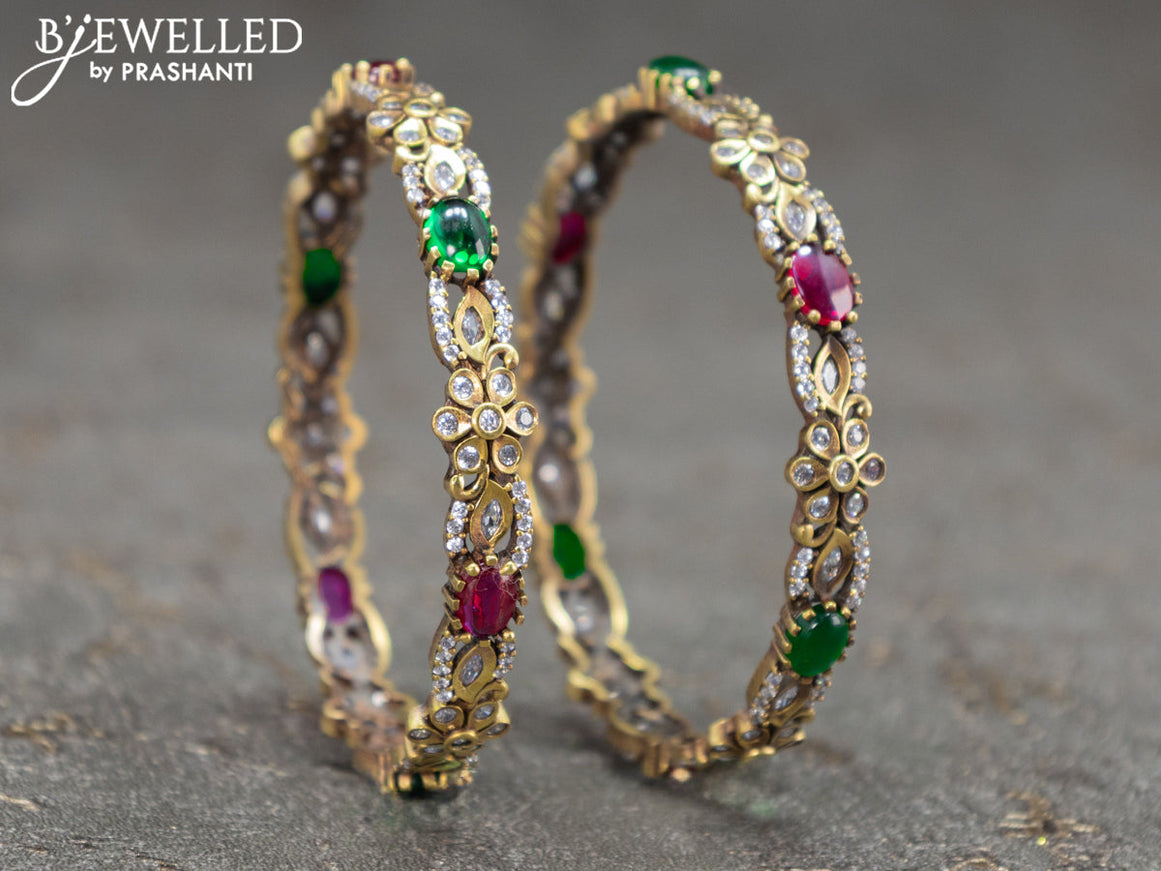 Victorian bangles floral design with kemp and cz stones
