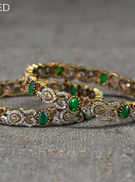 Victorian bangles peacock design with kemp and cz stones