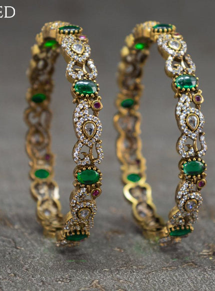 Victorian bangles peacock design with kemp and cz stones