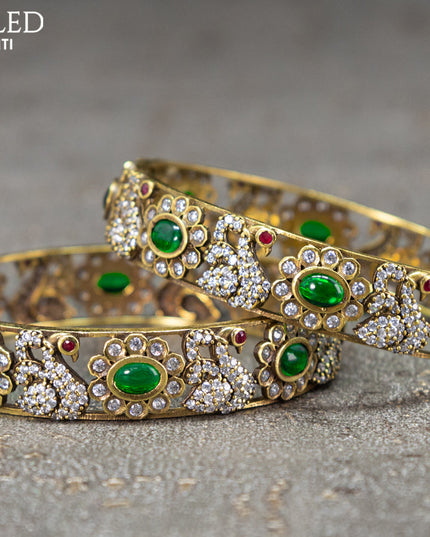 Victorian bangles swan design with kemp and cz stones