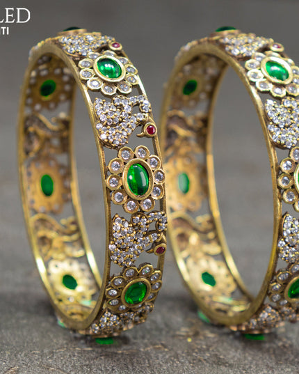 Victorian bangles swan design with kemp and cz stones