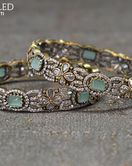 Victorian bangles floral design with mint green and cz stones