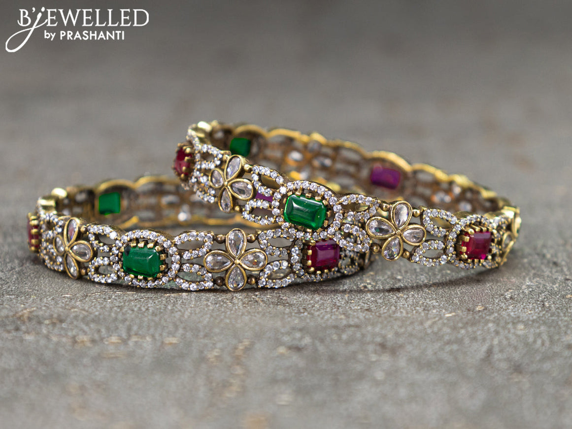 Victorian bangles floral design with kemp and cz stones