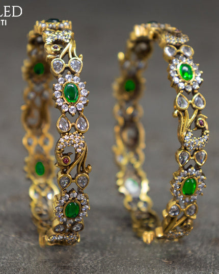Victorian bangles peacock design with kemp and cz stones